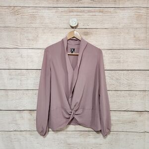 DL Long Sleeve Front Twist Blouse Dusty Mauve Large